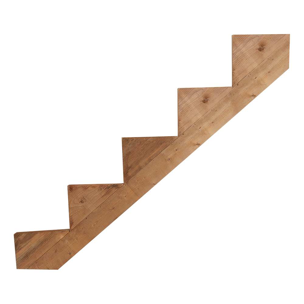Limon d’escalier en bois traité brun 5&nbsp;marches