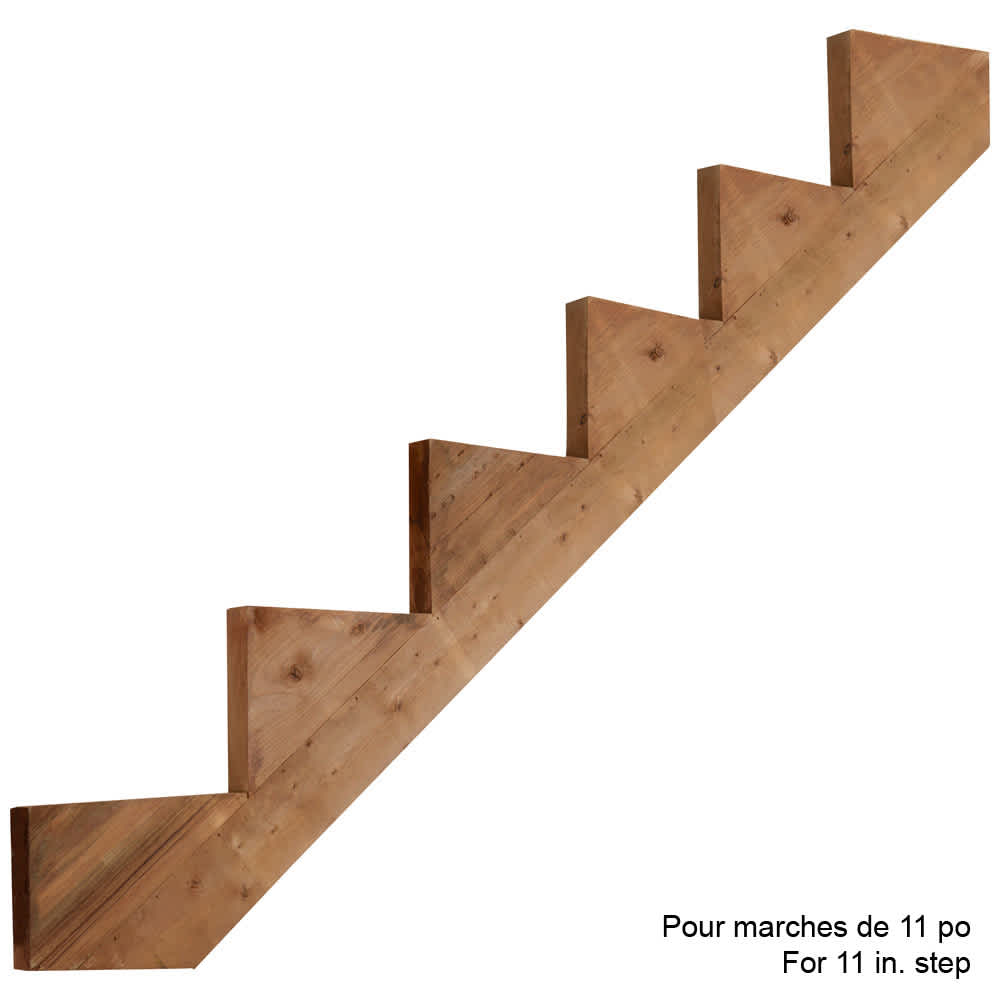 Limon d’escalier en bois traité brun 6 marches