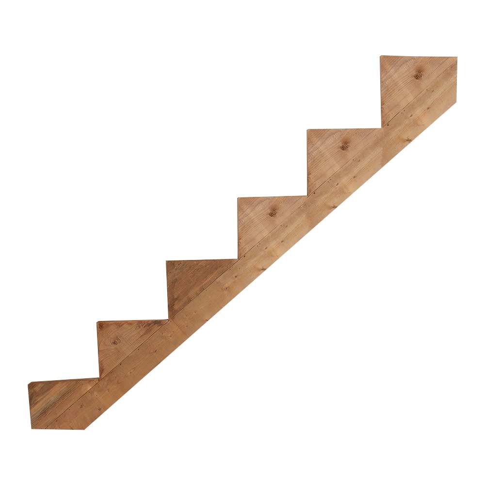 Limon d’escalier en bois traité brun 6&nbsp;marches
