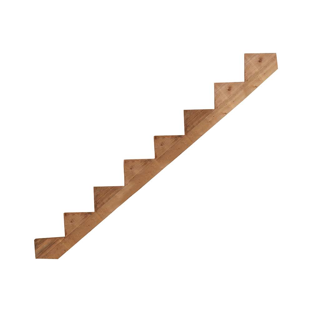 Limon d’escalier en bois traité brun 8&nbsp;marches