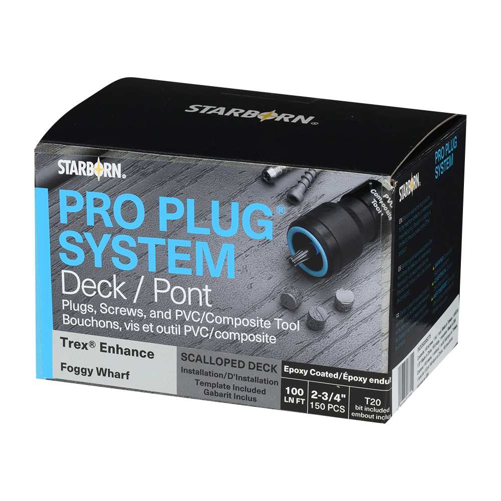 Vis et bouchons pour plancher composite Pro Plug Trex Foggy&nbsp;Wharf 2&nbsp;3/4&nbsp;po Pqt/150