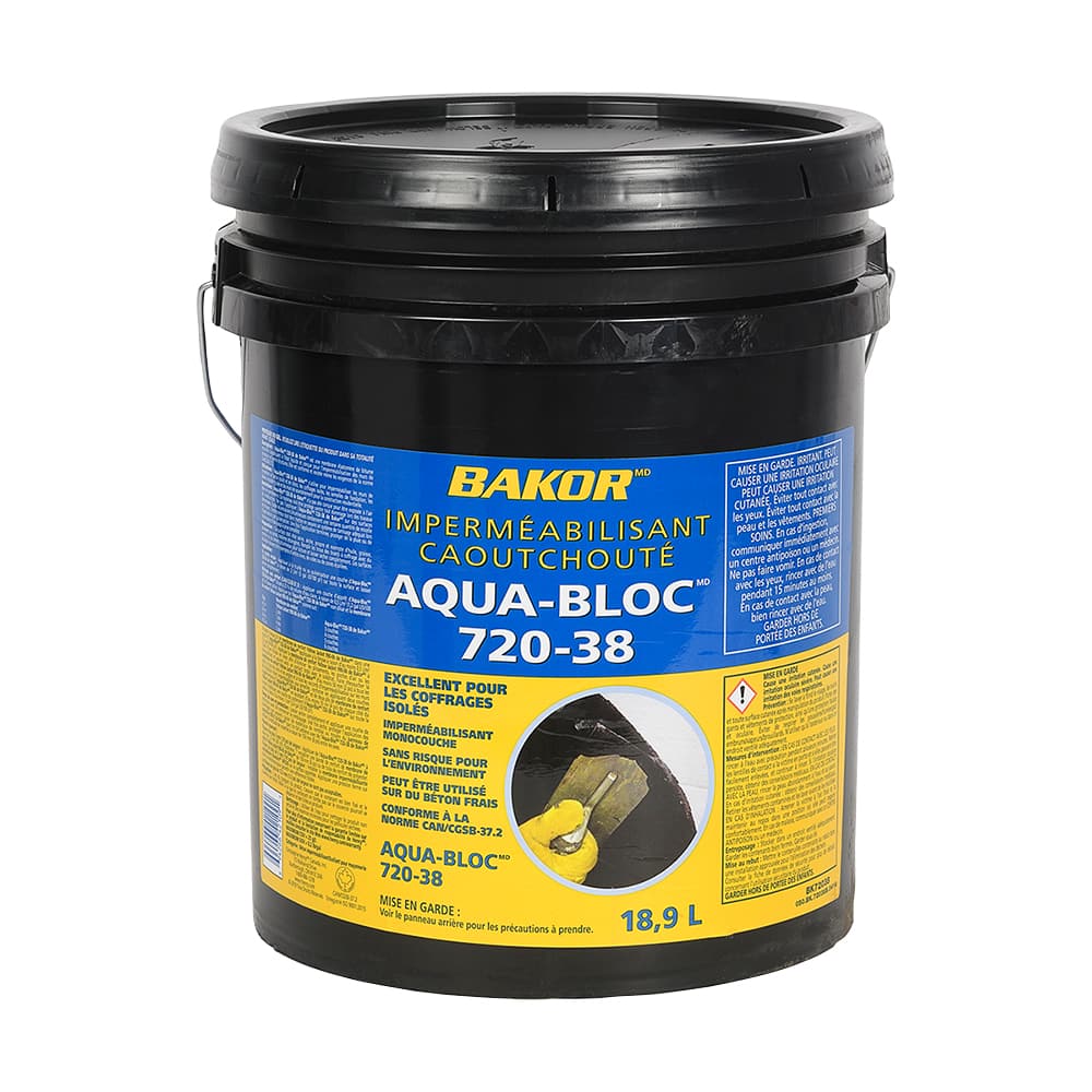 Membrane liquide d'émulsion élastomère pour imperméabilisation Aqua-Bloc noir 18,9 L