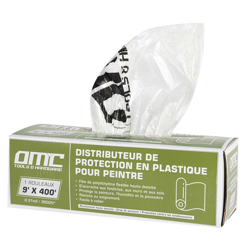 Toile de peintre en plastique électrostatique 9 pi x 400 pi