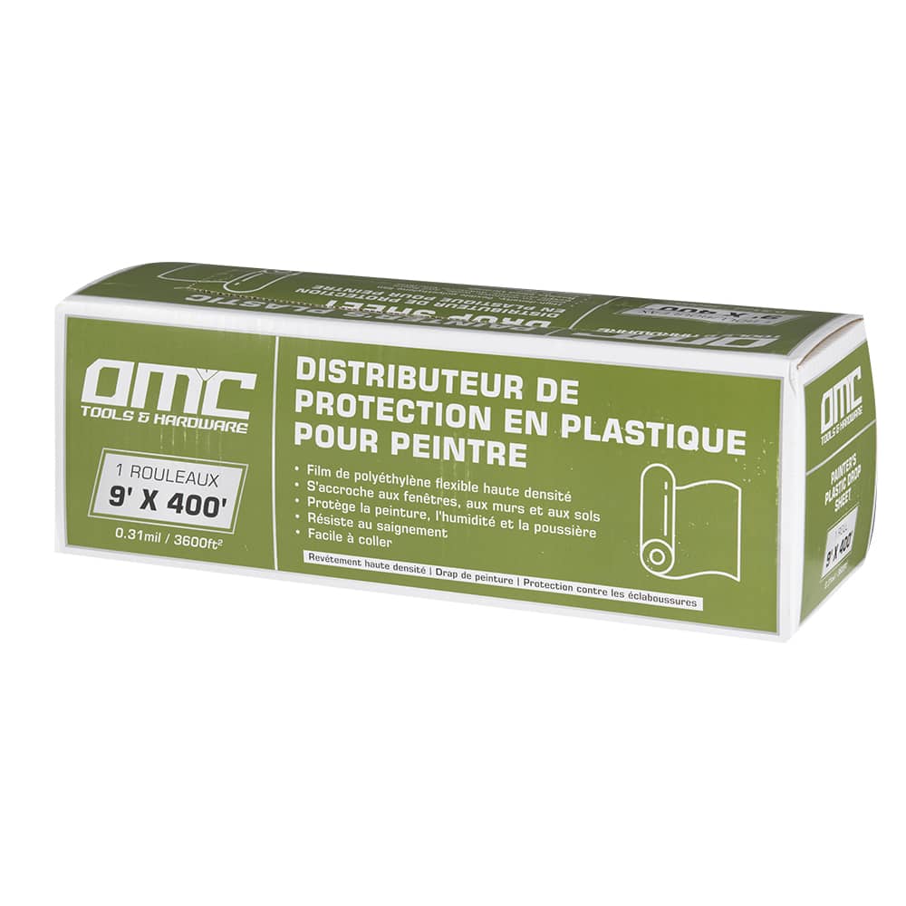 Toile de peintre en plastique électrostatique 9 pi x 400 pi