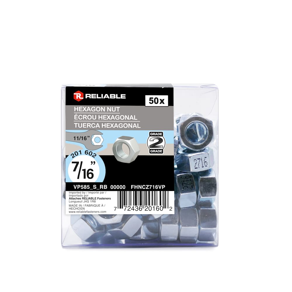 Hex Nuts 7/16 in. Pkg/50