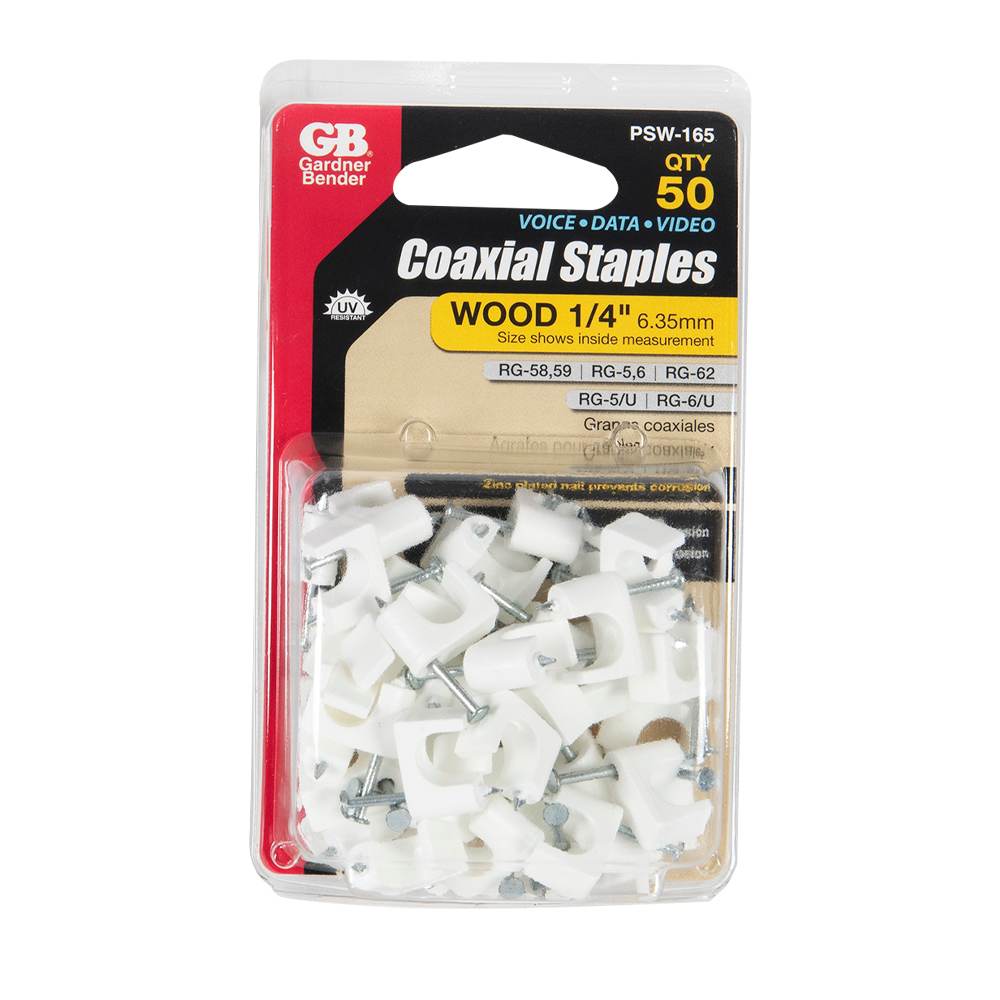 Attaches pour câble coaxial 1/4 po Pqt/50