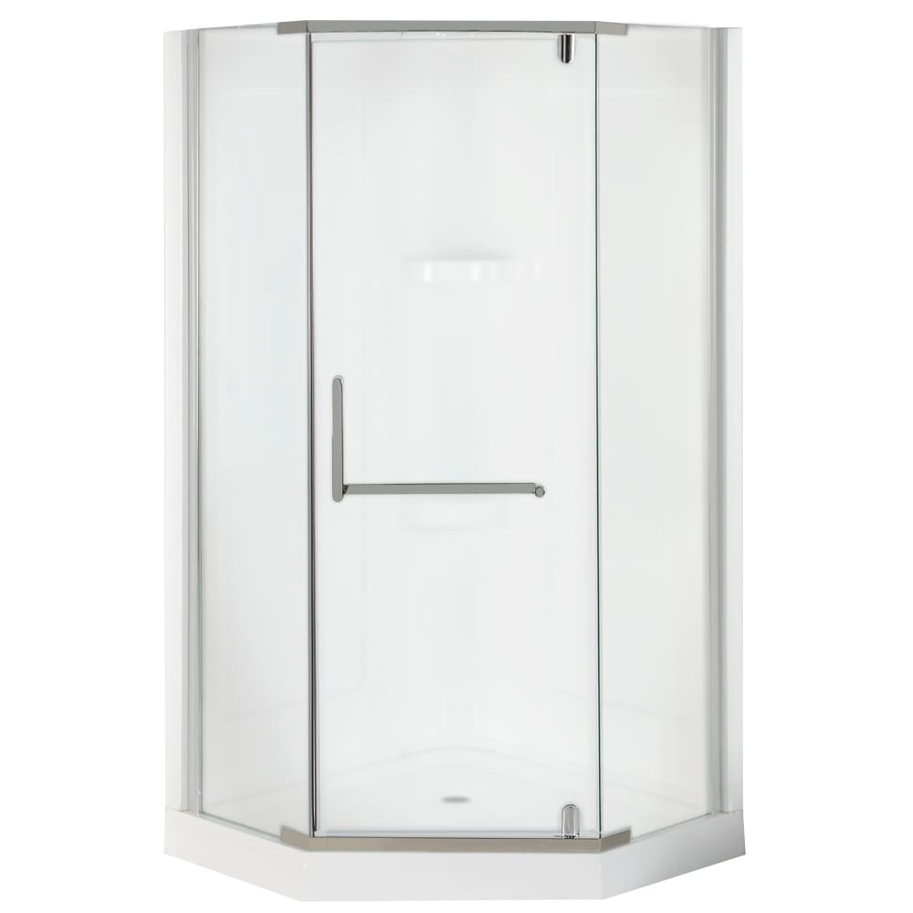 Douche en coin néo-angle Beaufort verre givré finition chrome 38&nbsp;po TASSILI