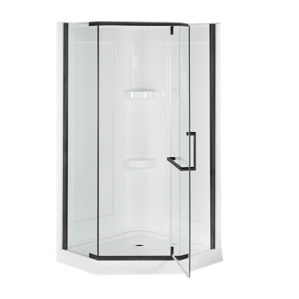 Douche de coin néo-angle Beaufort verre clair finition noire 38&nbsp;po TASSILI