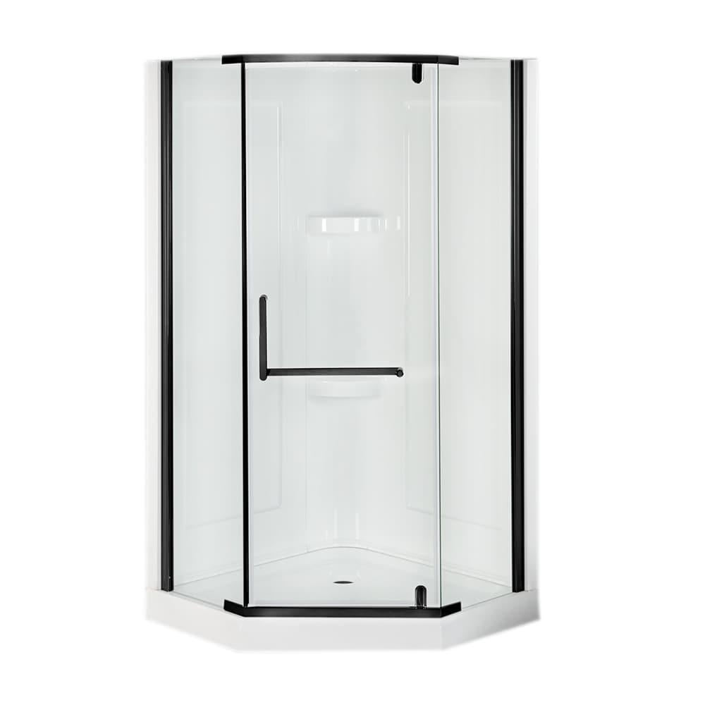 Douche de coin néo-angle Beaufort verre clair finition noire 38&nbsp;po TASSILI