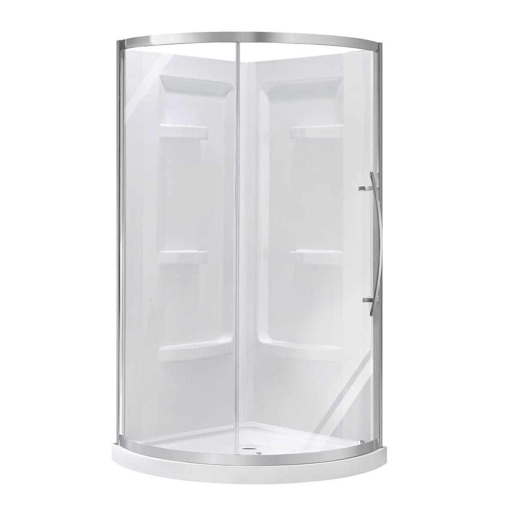Douche en coin ronde Claire verre clair finition chrome 38&nbsp;po