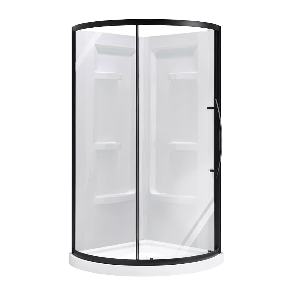 Claire Round Corner Shower 38&nbsp;in. Clear Glass Black Finish