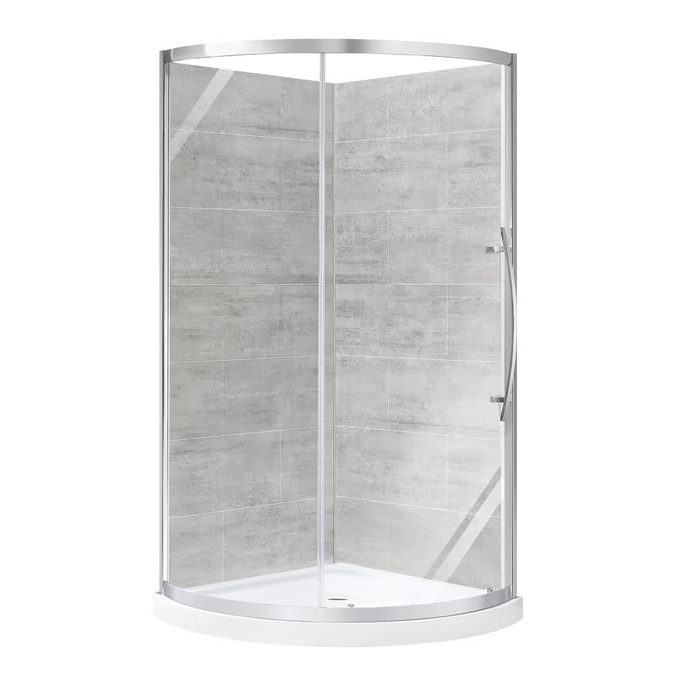 Douche en coin ronde Claire verre clair finition chrome 34&nbsp;po