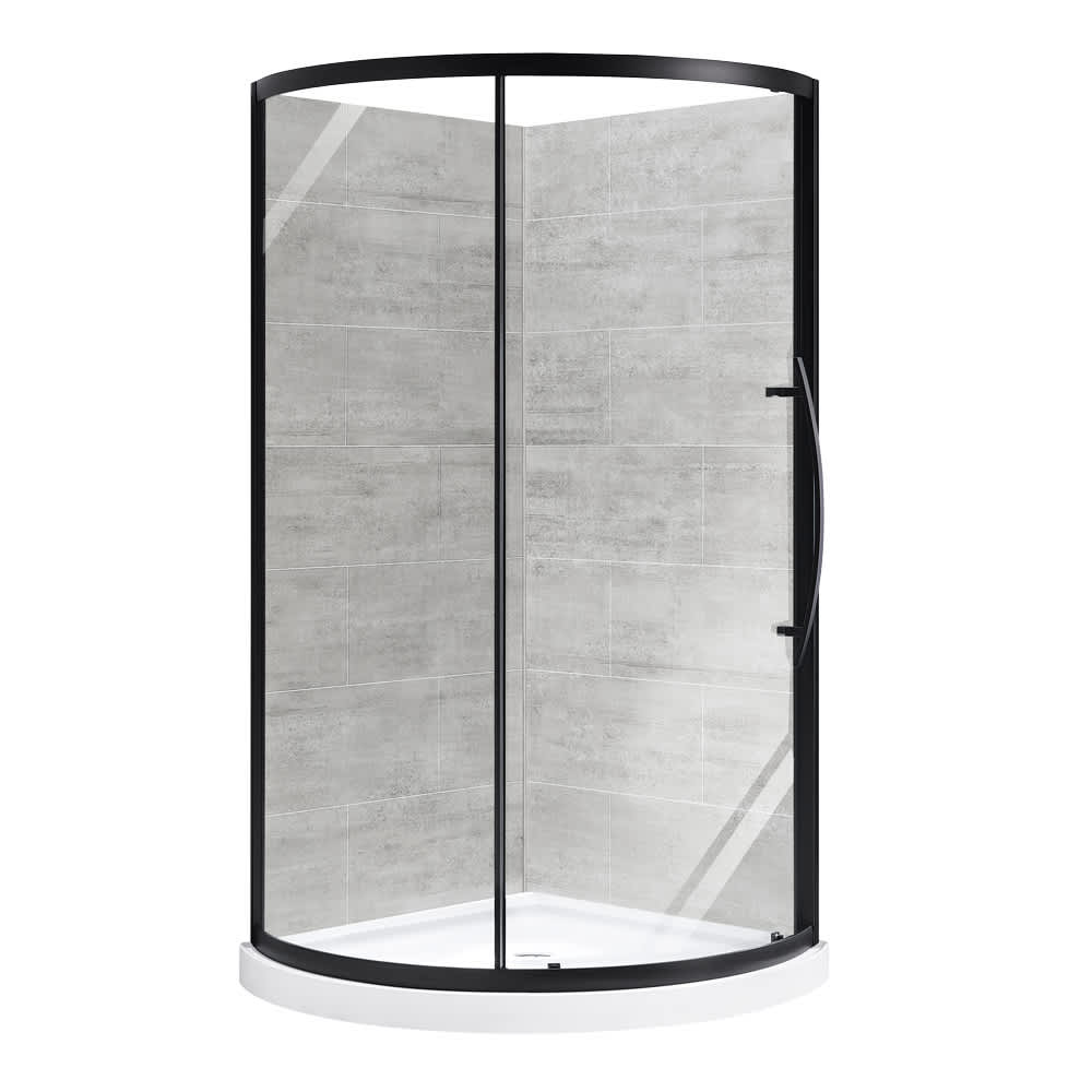 Claire Round Corner Shower Clear Glass Black Finish 38&nbsp;in.