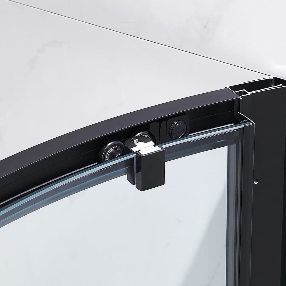 Claire Round Corner Shower Clear Glass Black Finish 38&nbsp;in.