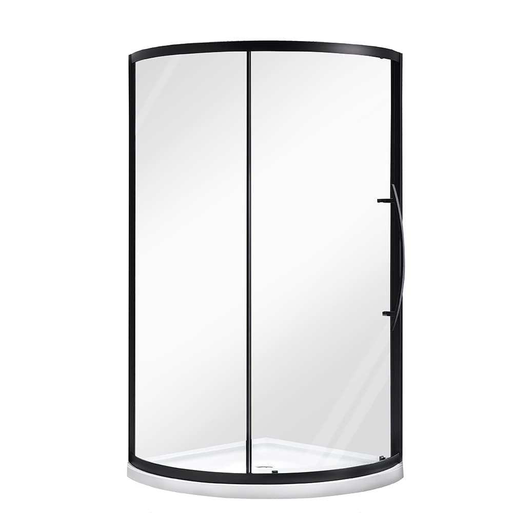Douche en coin ronde Claire verre clair finition noire 34&nbsp;po