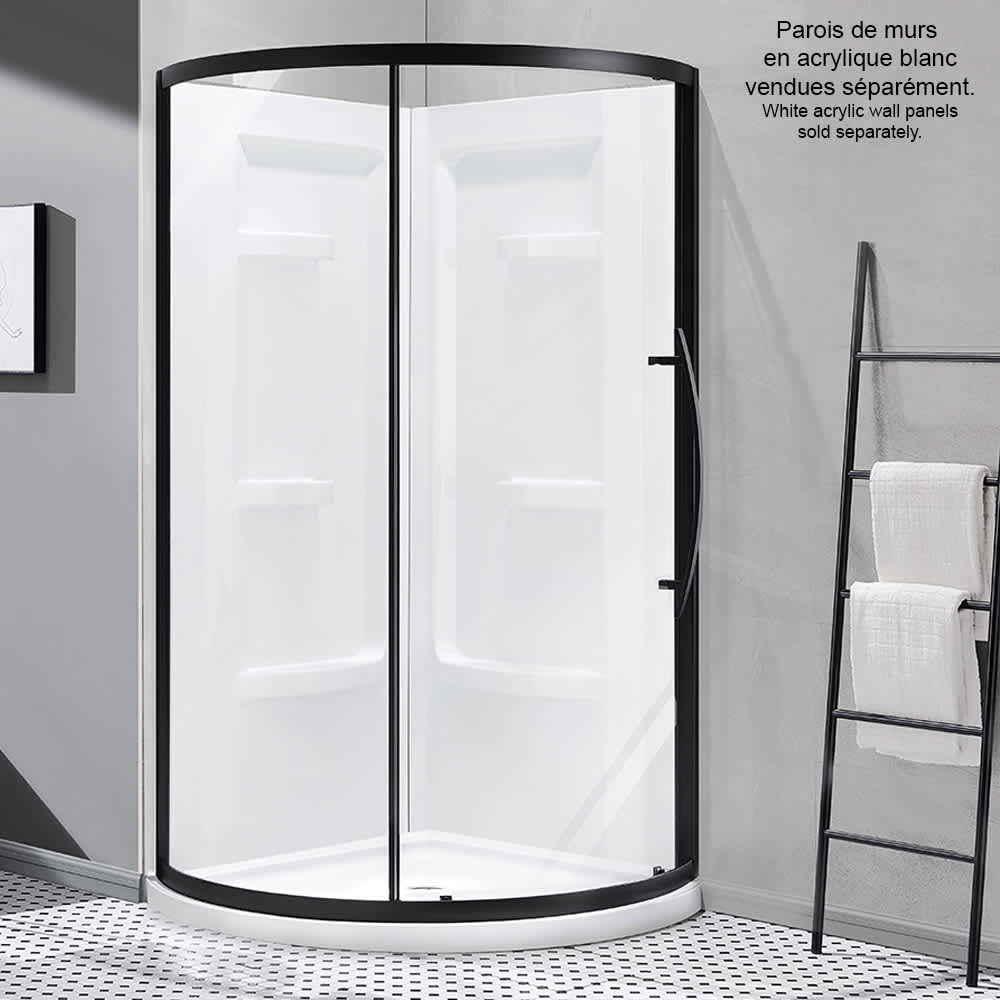 Claire Round Corner Shower 38&nbsp;in. Clear Glass Black Finish