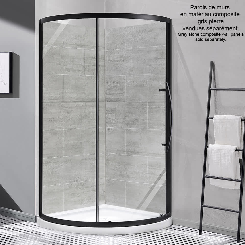 Claire Round Corner Shower 38&nbsp;in. Clear Glass Black Finish