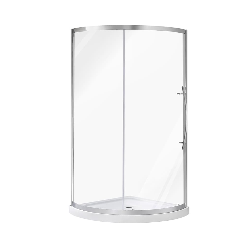Douche en coin ronde Claire verre clair finition chrome 34&nbsp;po
