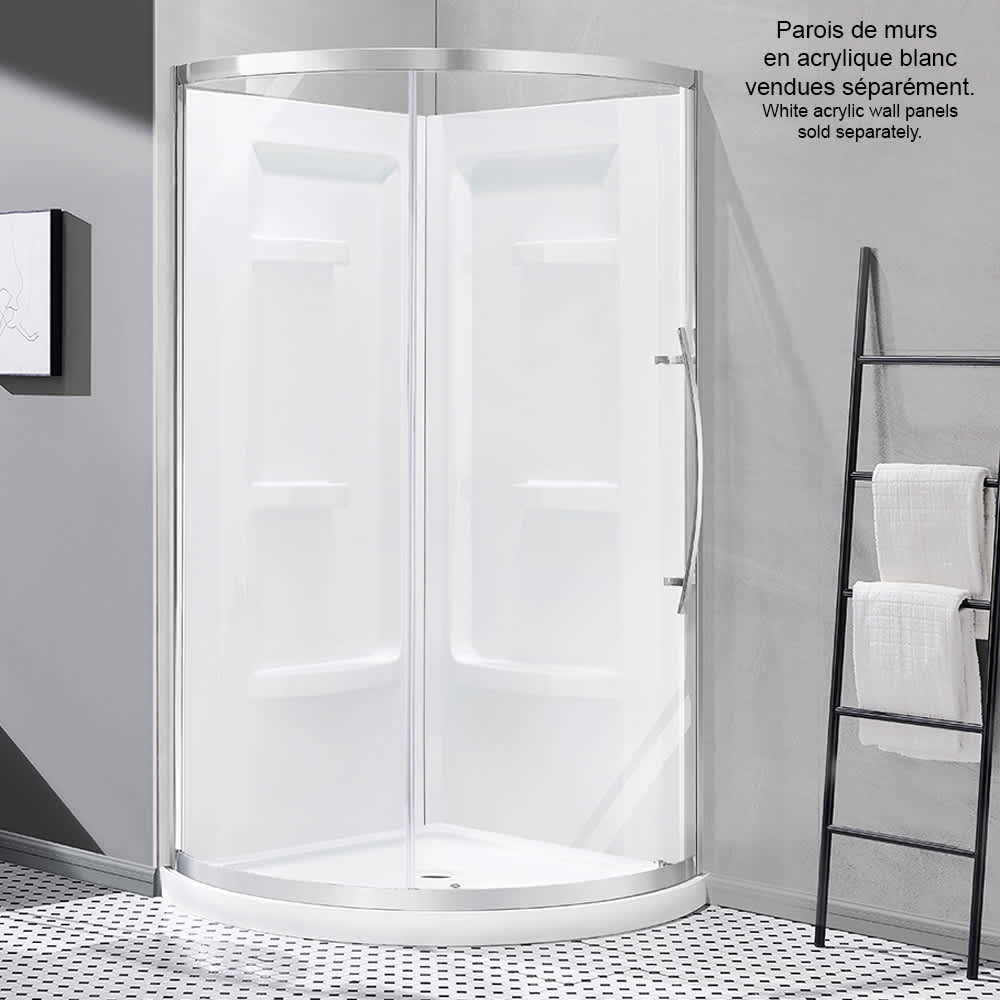 Claire Round Corner Shower 36&nbsp;in. Clear glass Chrome Finish