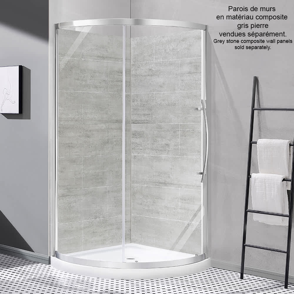 Claire Round Corner Shower 36&nbsp;in. Clear glass Chrome Finish