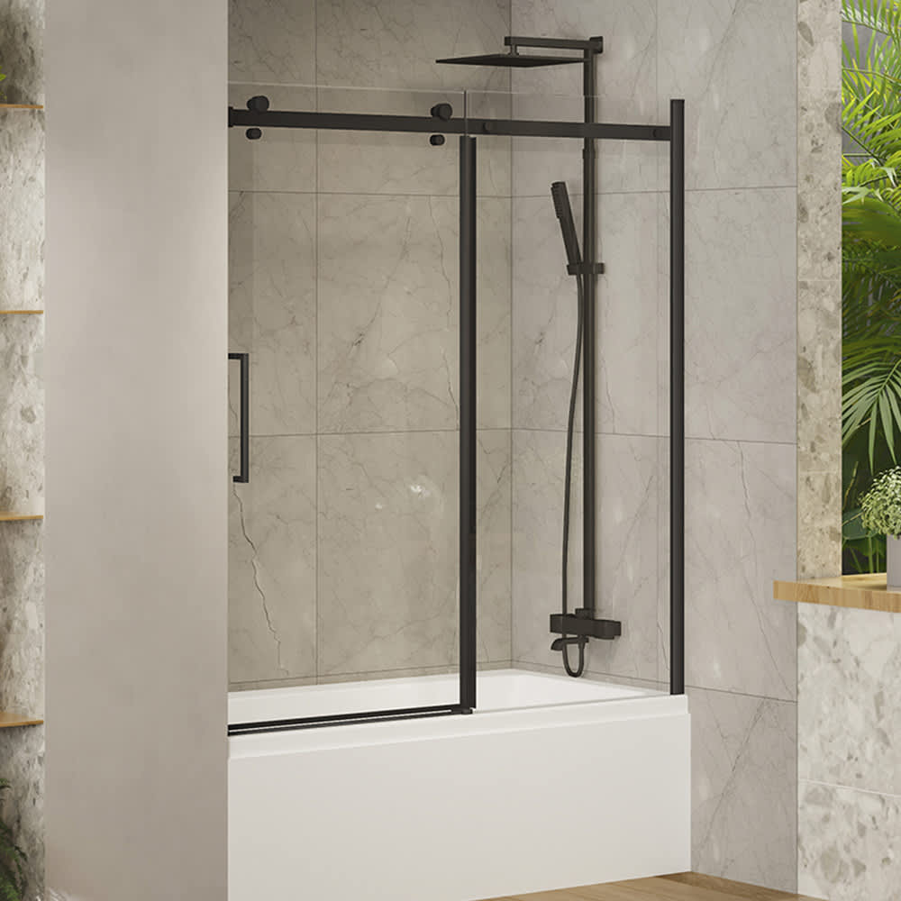 Porte de baignoire-douche Alaska finition ronde noire 60&nbsp;po TASSILI SUPRA