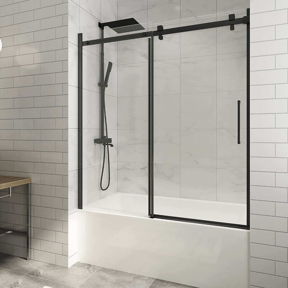 Porte de baignoire-douche Alaska finition carrée noire 60&nbsp;po TASSILI SUPRA