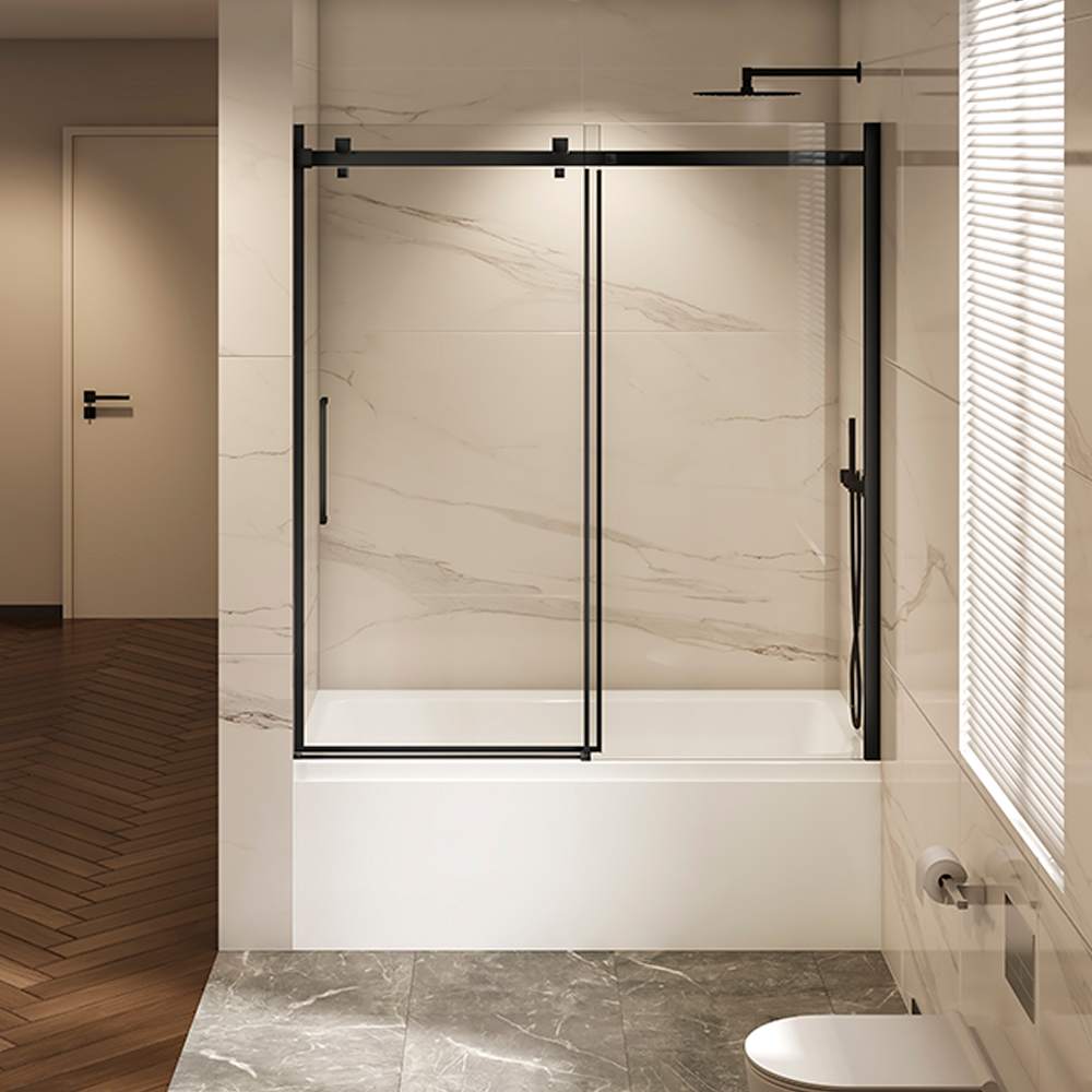 Porte de baignoire-douche Alaska finition carrée noire 60&nbsp;po TASSILI SUPRA