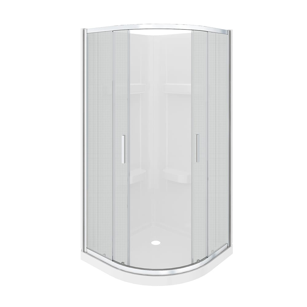 Douche en coin néo-ronde Norvège verre givré finition chrome 32&nbsp;po TASSILI