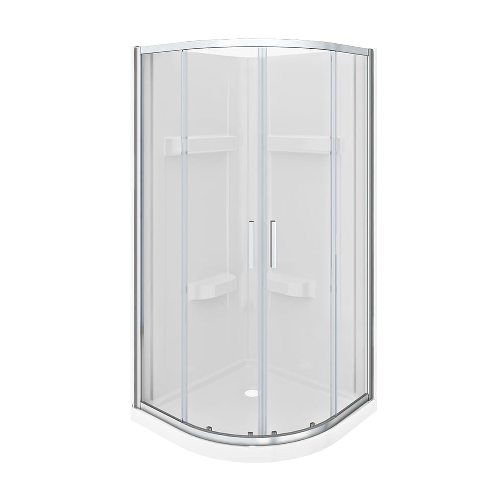 Douche en coin néo-ronde Norvège verre clair finition chrome 34&nbsp;po TASSILI