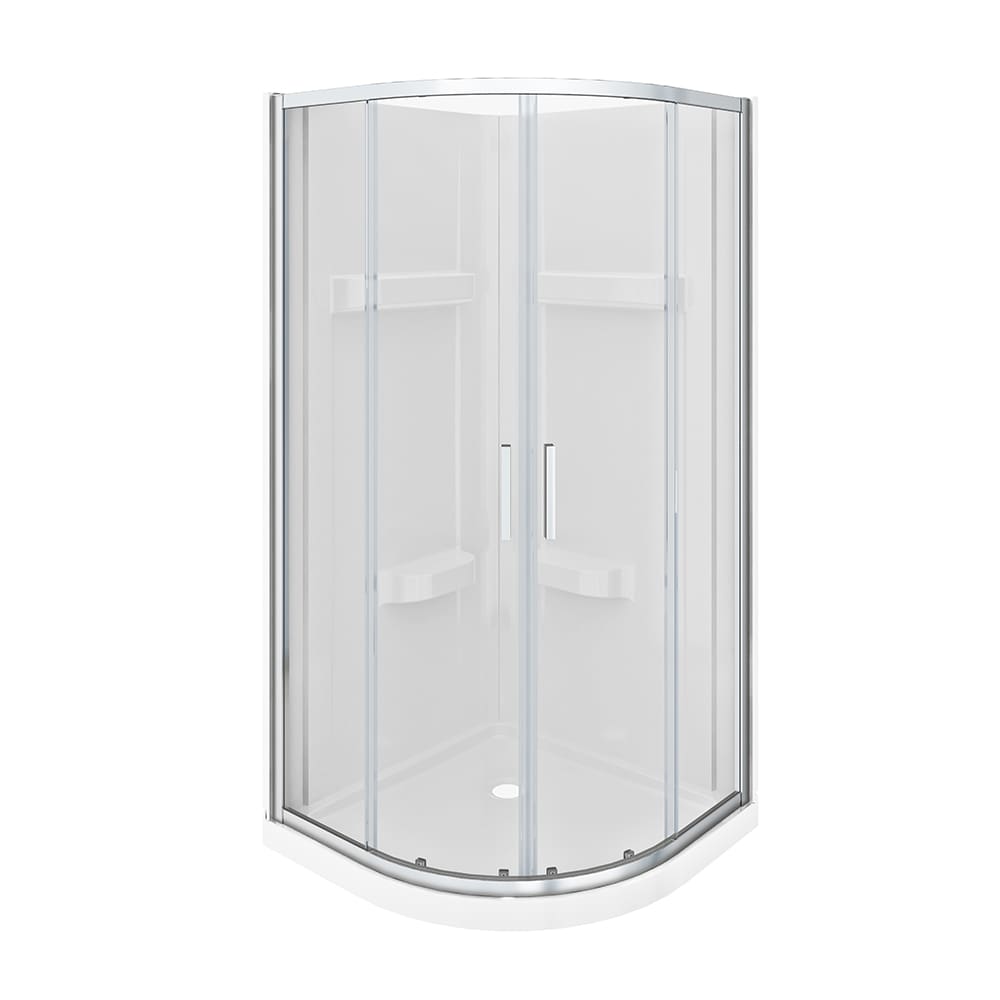 Douche en coin néo-ronde Norvège verre clair finition chrome 36&nbsp;po TASSILI