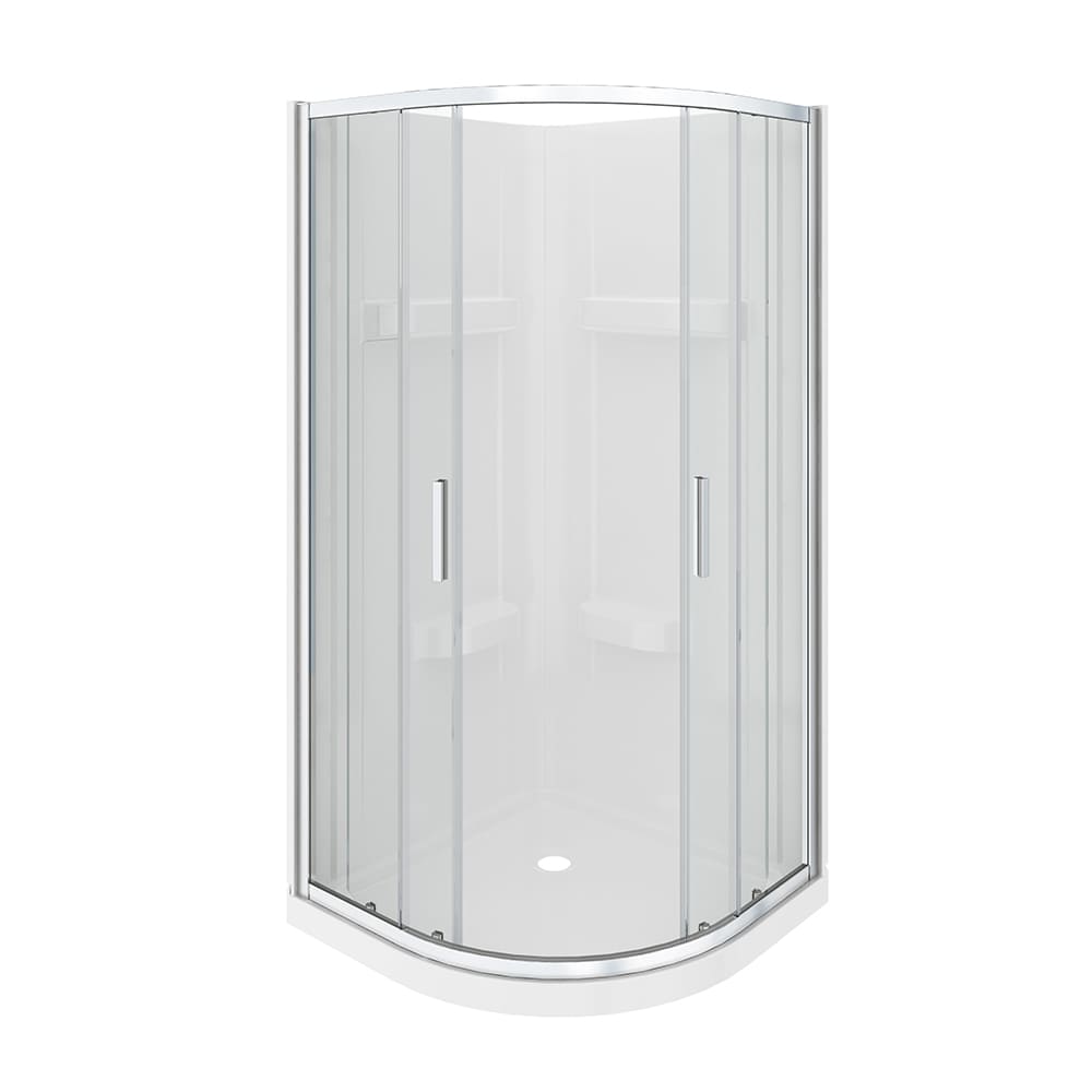 Douche en coin néo-ronde Norvège verre clair finition chrome 36&nbsp;po TASSILI