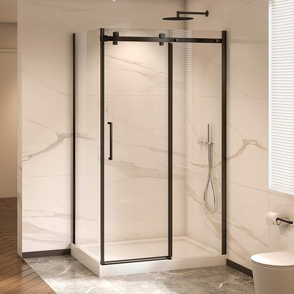 TASSILI SUPRA Alaska Corner Shower Square Finish Black 48 in x 36 in
