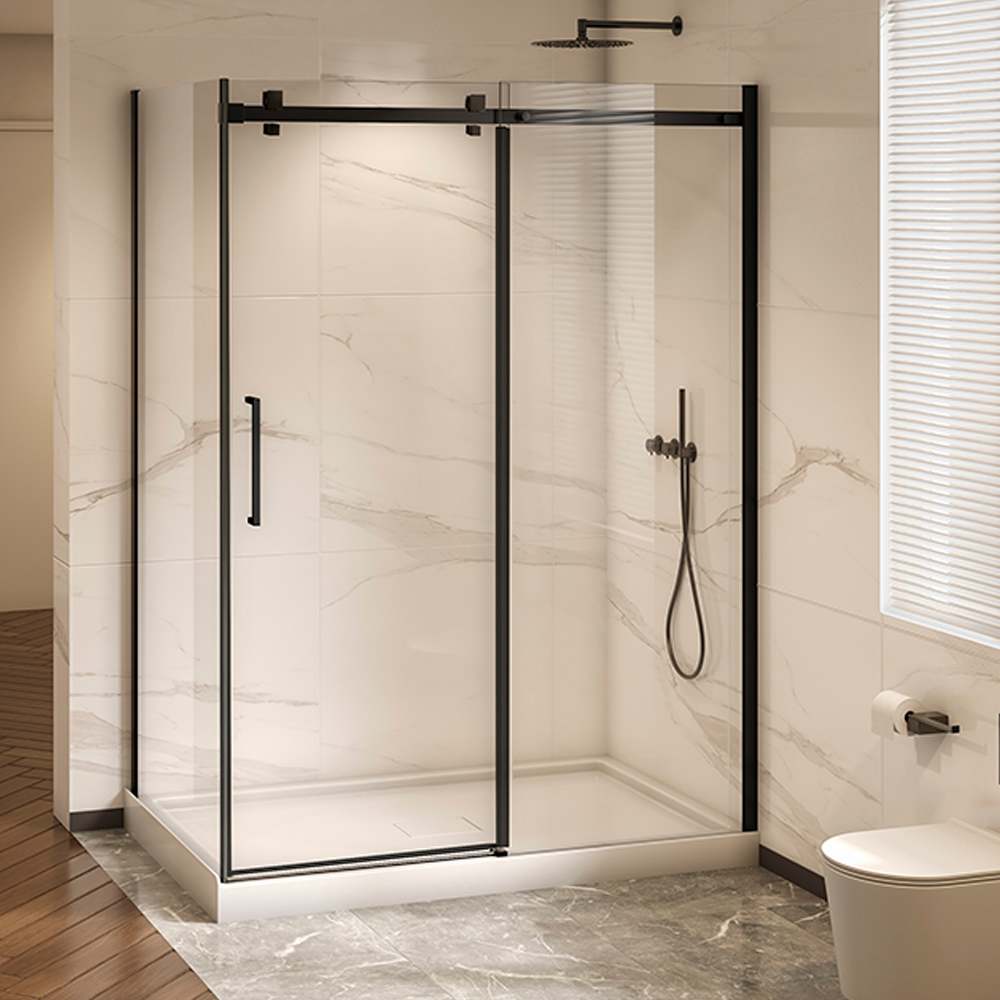 Douche en coin Alaska finition carrée noire 60 po x 36 po TASSILI SUPRA