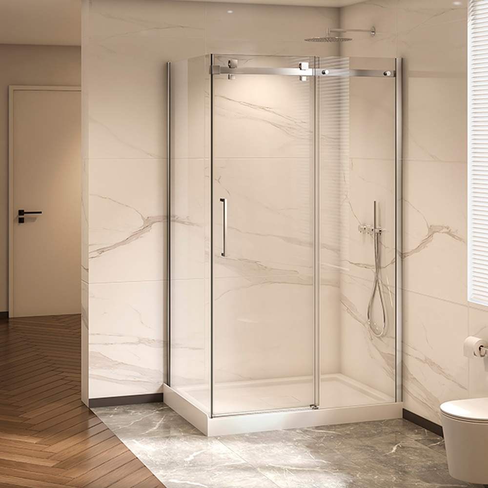 Douche en coin Alaska finition carrée chrome 48&nbsp;po&nbsp;x&nbsp;36&nbsp;po TASSILI SUPRA