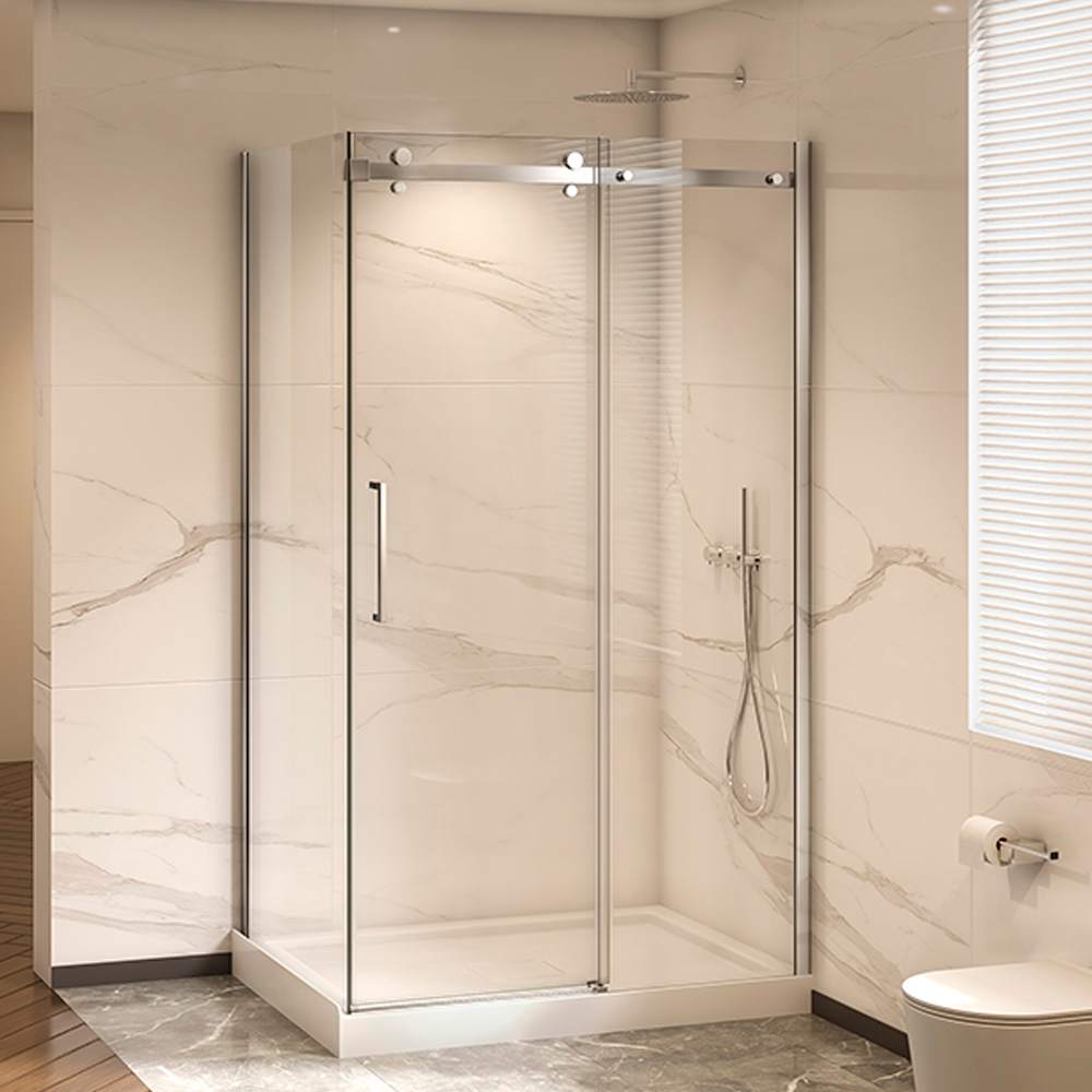 Douche en coin Alaska finition ronde chrome 48 po x 36 po TASSILI SUPRA