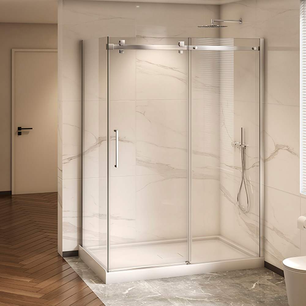 Douche en coin Alaska finition carrée chrome 60 po x 32 po TASSILI SUPRA