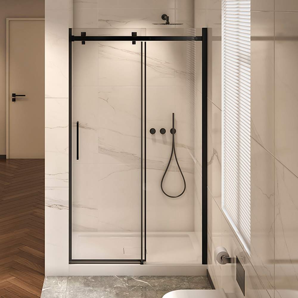 Douche en alcôve Alaska finition carrée noire 48 po x 32 po TASSILI SUPRA