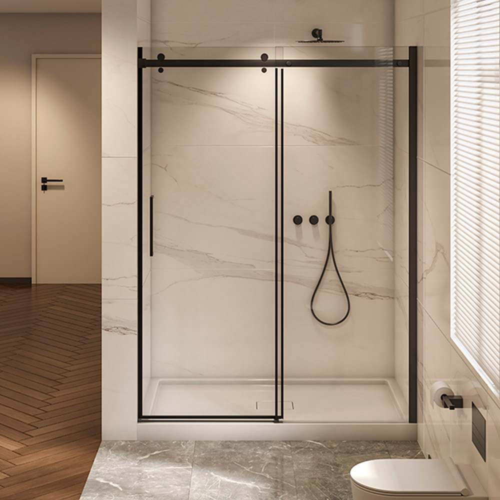 TASSILI SUPRA Alaska Alcove Shower Round Finish Black 48 in x 32 in