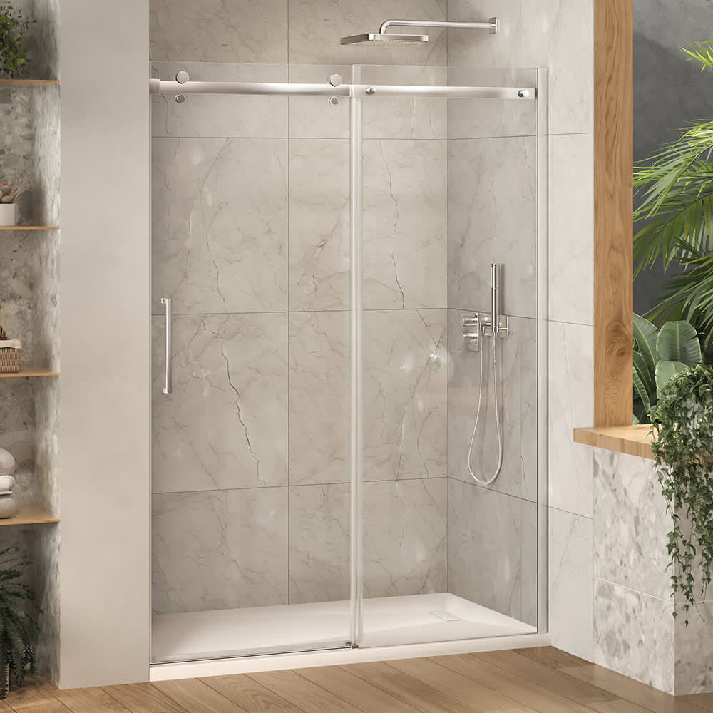 Douche en alcôve Alaska à base surbaissée finition ronde chrome 60&nbsp;po&nbsp;x&nbsp;36&nbsp;po TASSILI SUPRA