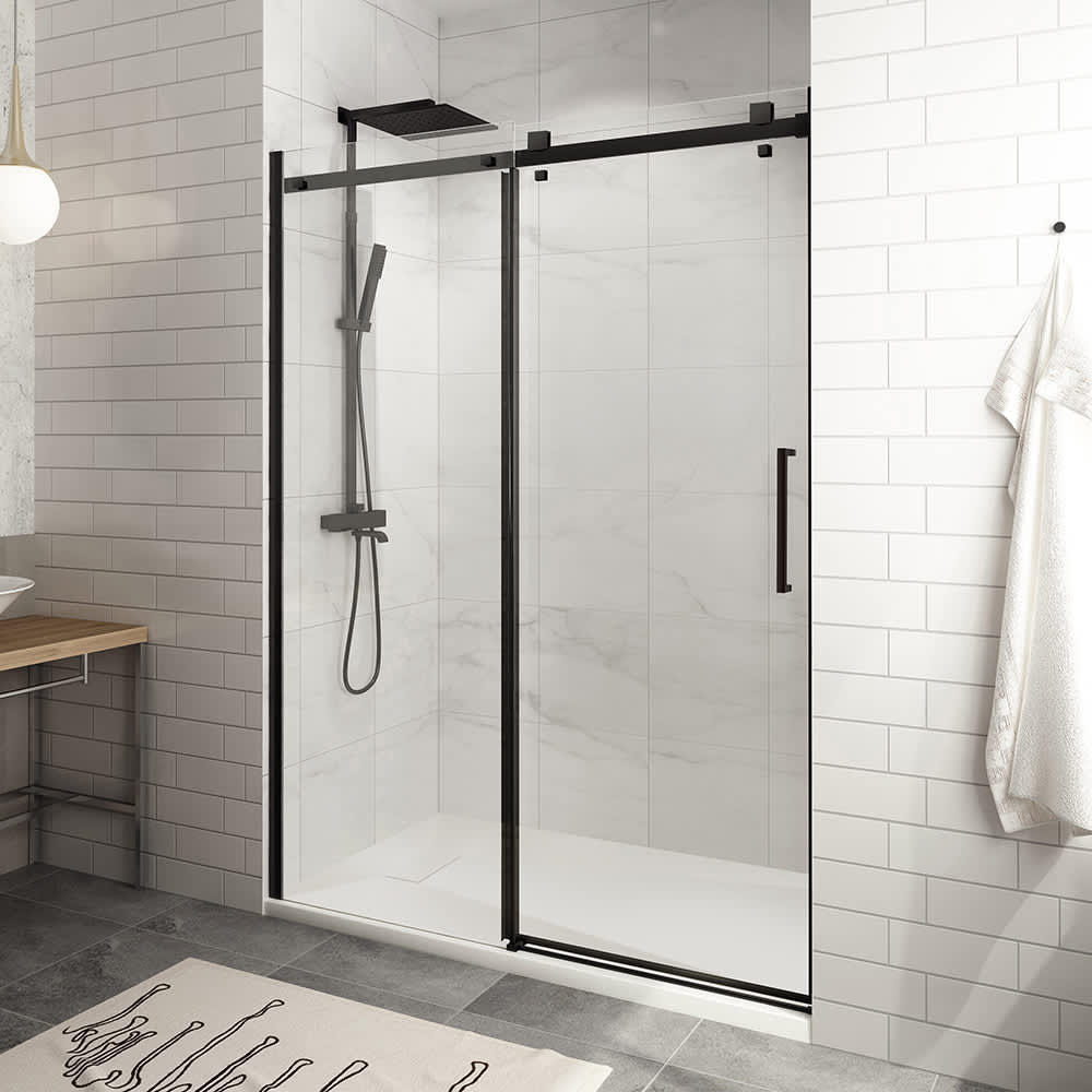 TASSILI SUPRA Alaska Low Base Alcove Shower Square Finish Black 60 in x 36 in