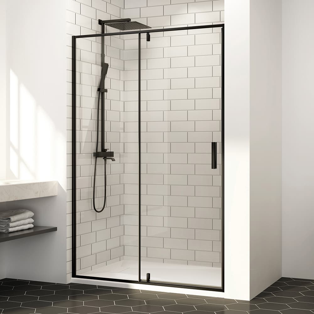 Douche en alcôve Labrador à base surbaissée, finition noire 48&nbsp;po&nbsp;x&nbsp;32&nbsp;po TASSILI SUPRA