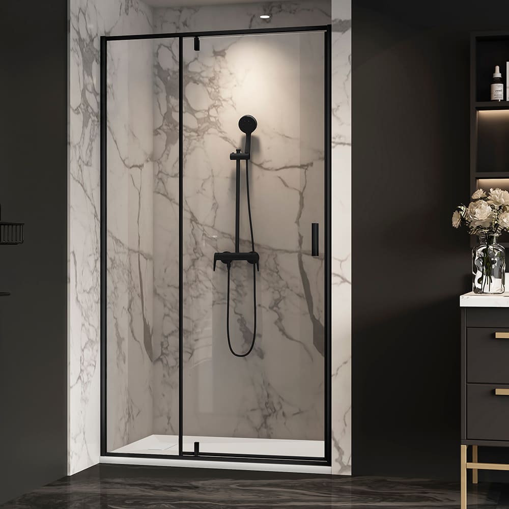 Douche en alcôve Labrador à base surbaissée, finition noire 48&nbsp;po&nbsp;x&nbsp;32&nbsp;po TASSILI SUPRA