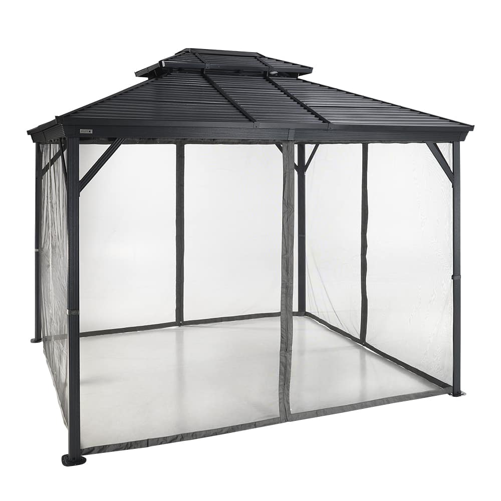 Abri soleil en aluminium et acier Ventura II gris 10&nbsp;pi&nbsp;x&nbsp;10&nbsp;pi