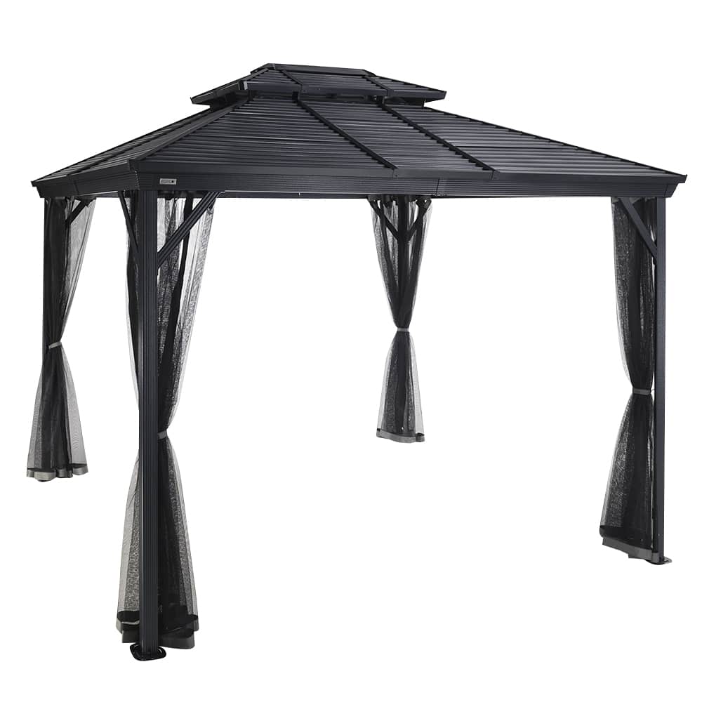 Abri soleil en aluminium et acier Ventura II gris 10&nbsp;pi&nbsp;x&nbsp;10&nbsp;pi