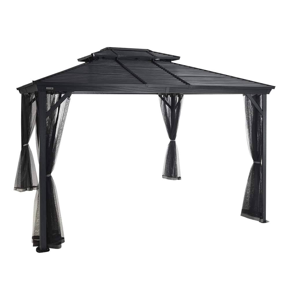 Abri soleil en aluminium et acier Ventura II gris 10&nbsp;pi&nbsp;x&nbsp;12&nbsp;pi