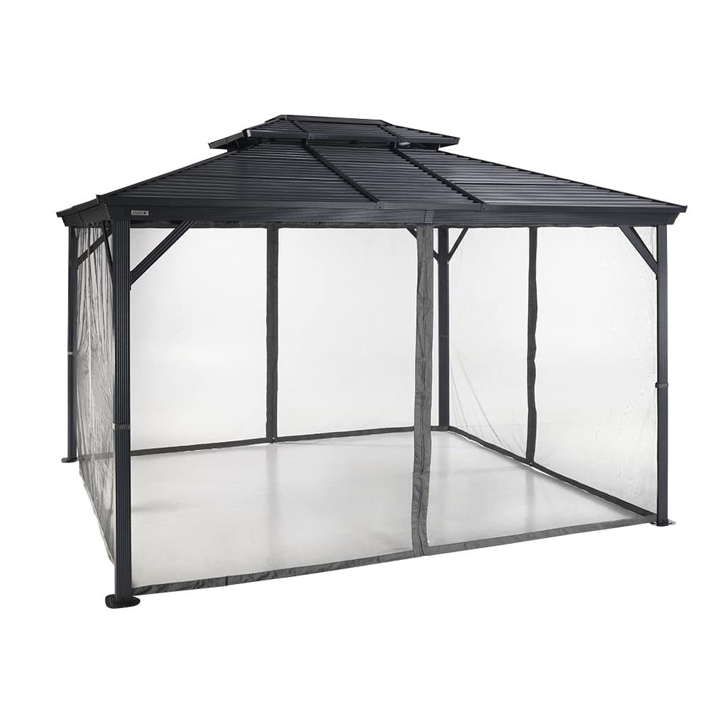 Abri soleil en aluminium et acier Ventura II gris 10&nbsp;pi&nbsp;x&nbsp;12&nbsp;pi