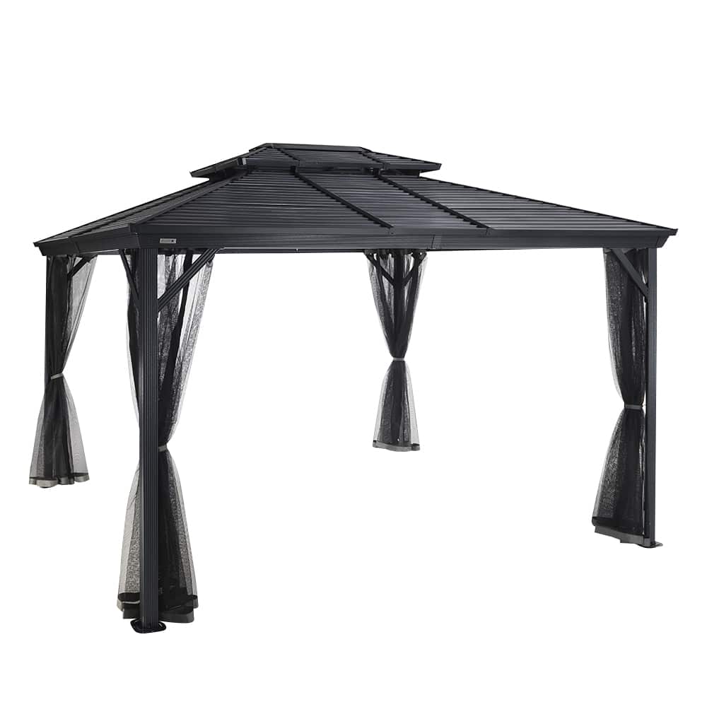 Abri soleil en aluminium et acier Ventura II gris 10&nbsp;pi&nbsp;x&nbsp;12&nbsp;pi