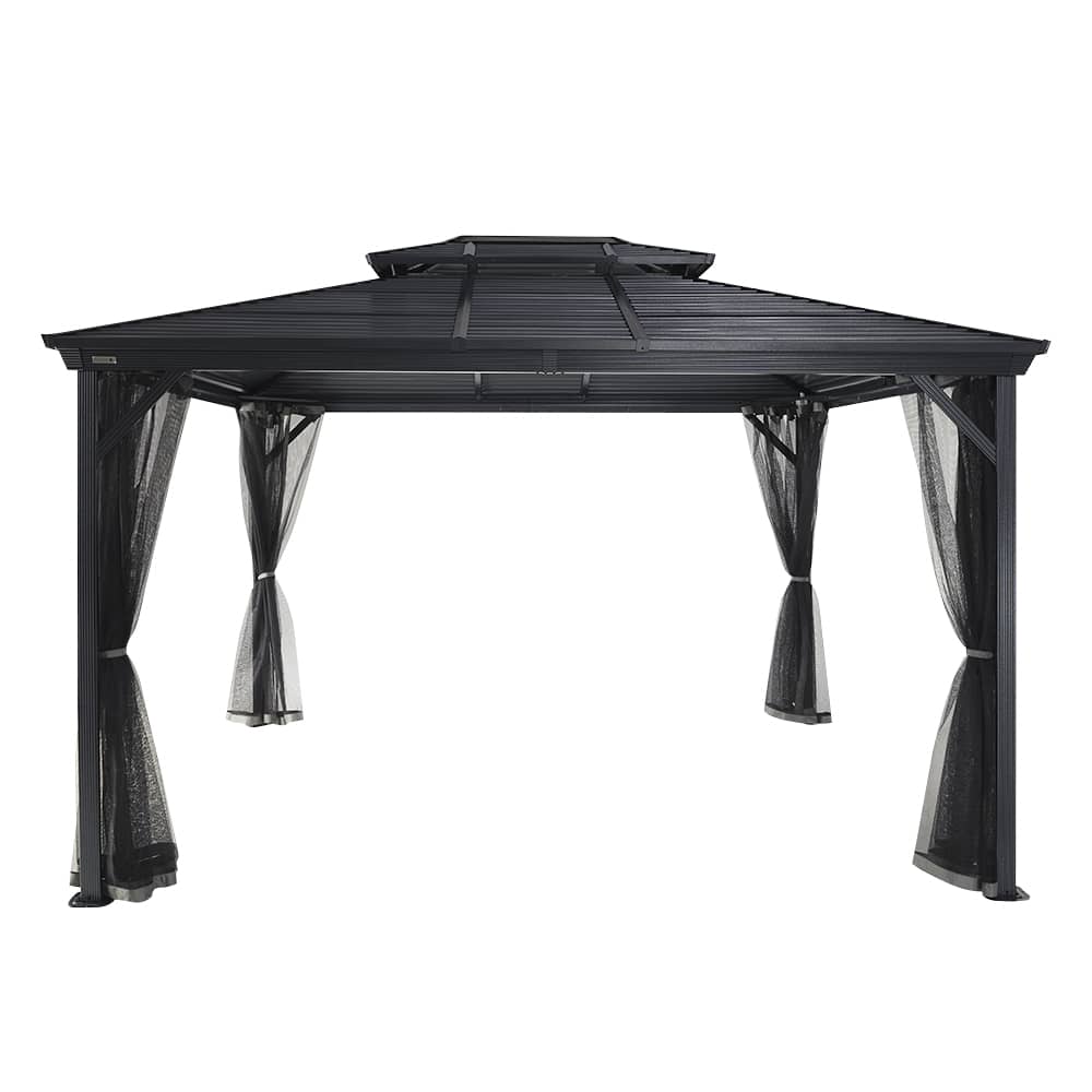 Abri soleil en aluminium et acier Ventura II gris 10&nbsp;pi&nbsp;x&nbsp;12&nbsp;pi