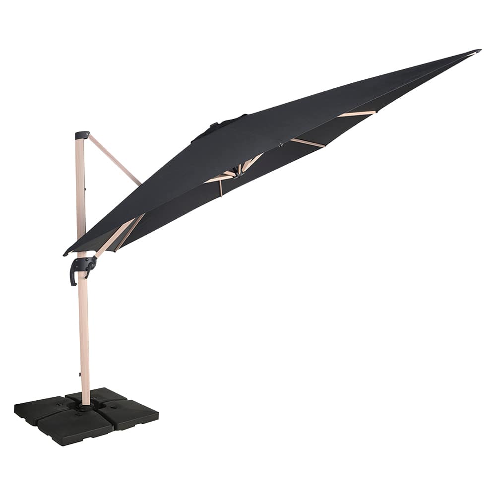 Parasol déporté en aluminium noir 9 pi 8 po x 9 pi 8 po VERTUO