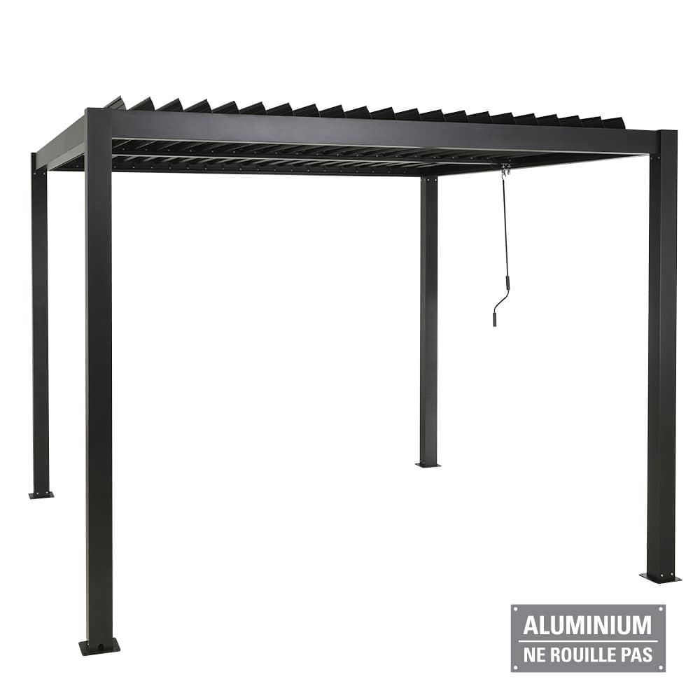 Pergola en aluminium Solis noire 10 pi&nbsp;x&nbsp;10&nbsp;pi VERTUO